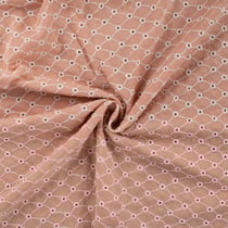 Tissu Gaze de Coton motifs brodés sur fond Saumon - Au mètre