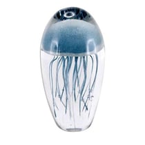 Presse papier sulfure méduse bleue en verre 12 cm
