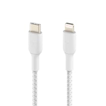 Câble USB-C vers Lightning 18W Power Delivery Nylon Tressé 1m Belkin blanc