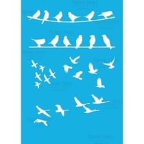 Pochoir plastique souple réutilisable 18,5 x 14,5 cm Fabrika Decoru OISEAU 092