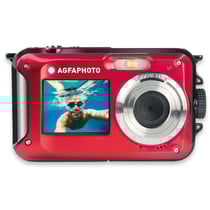 AGFA PHOTO Realishot WP8000 - Appareil Photo Numérique Étanche, 3m/10, 24 MP, Vidéo Full HD, Double écran LCD, Zoom Digital 16x, Stabilisateur Numérique, Batterie Lithium - Rouge