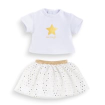 Ensemble Jupe & T Shirt Ivoire et Or pour poupée ma Corolle