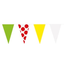 Guirlande fanions - vert, jaune, blanc, blanc à pois - 10m