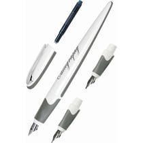 Stylo plume - Calligraphie - 3 plumes différentes - Rechargeable - ONLINE - Air Blanc/Argent