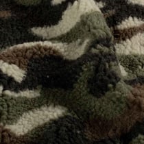 Tissu Fausse fourrure Mouton Lexie camouflage sur fond Vert kaki