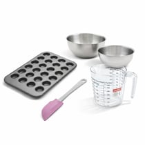 Set pâtisserie avec moule à muffins 24 empreintes 38 x 26 cm, 2 bols à mixer, verre mesureur et spatule Zenker