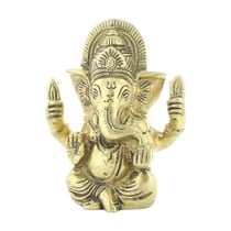 Statuette Ganesh assis en Laiton doré mat 9.2 cm - Omsaé
