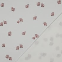 Tissu Jersey Coton côtelé digital Oursons Rose poudré sur fond Ecru