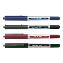 Lot de 4 stylos roller - Uni Ball EYE - Pointe fine 0,5mm - Bleu, noir, rouge et vert