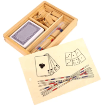 Boite de 3 jeux Mikado – Domino et 54 cartes - Beige - MGM