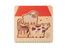 Puzzle en bois à couches multiples - Ferme et animaux - EliNeli - Orange