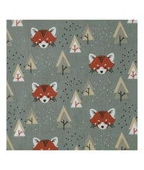 Tissu enfant jersey têtes de renard de 150 cm de largeur 083 Kaki vendu par 50 cm