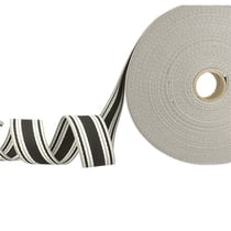 Bobine 20m sangle rayures tricolore noir gris blanc 30mm