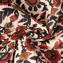 Tissu Coton Matelassé réversible Block print Indien Delhi sur fond Beige
