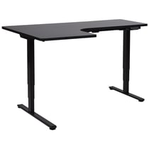 Bureau d'Angle à Gauche Noir en Acier 160 x 59 cm Forme en L Réglable Electriquement Style Moderne