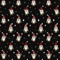 Tissu Jacquard d'ameublement Bonhomme de noël Lurex sur fond Noir