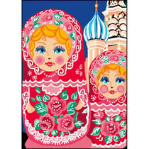Princesse - Canevas antique Les matriochlas 32x50cm