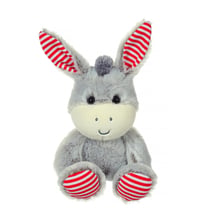 Peluche - Peluche Les marinières - âne gris rayures rouges - 24 cm
