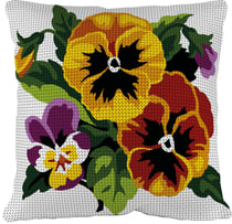 Kit Coussin Canevas Pensées