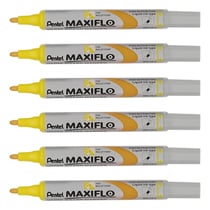 Lot de 6 marqueurs tableaux blancs - PENTEL - MAXIFLO MWL5S - Pointe conique 4,0 mm - Jaune