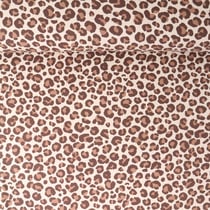 Tissu Sweat léger envers molletonné Naïa léopard Camel sur fond Beige