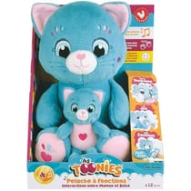Peluche douce - TOONIES - Maman Chat intéractive et son bébé - +/- 26 cm - 6 fonctions