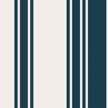 Tissu Toile Savoie enduit bleu marine Atlantica sur fond Blanc cassé - Au mètre