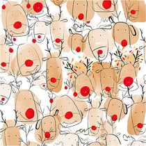 Rouleau de papier cadeau - Rennes au nez rouge - 50 cm x 5 m