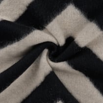 Tissu Laine mélangé Zigzag blanc sur fond Noir - Au mètre