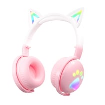 Casque Audio Bluetooth Oreilles De Chat RGB Avec Micro Détachable Pour Enfants Rose YONIS