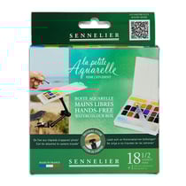 Peinture aquarelle - Fine - Boîte 18 demi-godets - Sennelier - La petite aquarelle - Mains libres