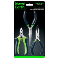 MetalEarth Promotion: TROUSSE À OUTILS 3 pièces pour maquette 3D en métal de Metal Earth, contient une cisaille, une pince plate et une pince aiguille, sur carte, 14+