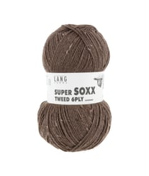 Pelote à tricoter SUPER SOXX TWEED 6 fils - 150 Gr - Lang Yarns : La laine robuste, chaude et élégante 0068 Marron