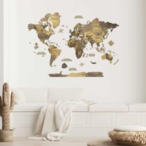 Carte du Monde en Bois 3D CREATIFWOOD Chocolate, L (150 x 105 cm) - Décoration Murale