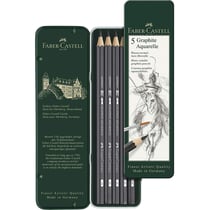 5 crayons graphite aquarelle - FABER-CASTELL - HB, 2B, 4B, 6B, 8B