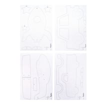 Panneaux contreplaqué av.modèl.Véhicules, nature, 300x200x4mm, 4 panneaux, sachet 1kit