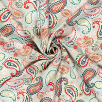 Tissu Popeline de Bambou Paisley vita sur fond Vert menthe