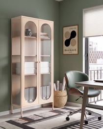 Armoire vitrine Acier Beige FOXTON - Beliani