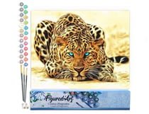 Peinture par Numéro Figured'Art - La Panthère aux yeux bleus - Kit de Loisir Créatif DIY Numéro d'Art Complet - 40x50cm sans châssis en bois