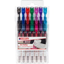 7 Stylos roller Edding - edding 2185 - noir, rouge, bleu, vert, violet, rose, bleu clair - Pointe conique