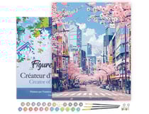 Peinture par Numéro Figured'Art avec Cadre - Fleurs de cerisier de Tokyo - Kit de Loisir Créatif DIY Numéro d'Art Complet - 40x50cm toile tendue sur châssis