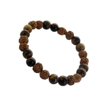 Bracelet Oeil de Tigre et Rudraksha Perles rondes 8 mm - Omsaé