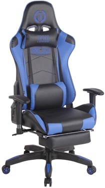 Chaise de bureau Racing Turbo avec repose-pieds noir/bleu