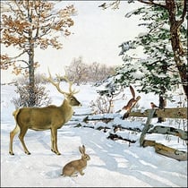Lot de 4 serviettes en papier découpage collage 33 cm NATURE L HIVER NO 207