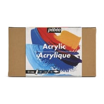 Peinture acrylique - Coffret 12 tubes de 20ml + 2 pinceaux + couteau + carton toilé - Pébéo