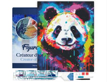 Diamond Painting Broderie Diamant Figured’Art 40x50cm toile tendue sur châssis en bois - diamants carrés - Panda Coloré Abstrait