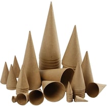 Lot de cônes en papier mâché à décorer - 8 à 20 cm - 50 pcs