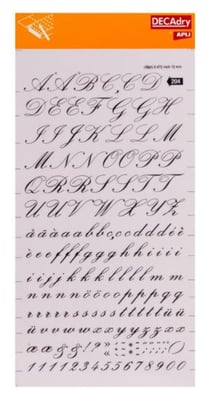 Lettres et Chiffres Transfert Noir 12mm