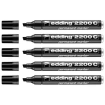 Lot de 5 marqueurs permanents - EDDING - Pointe biseau 1-5 mm - Corps aluminium - Noir