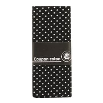 Coupon de tissu - Coton - Pois blancs Fond noir - 55 x 45,5 cm
